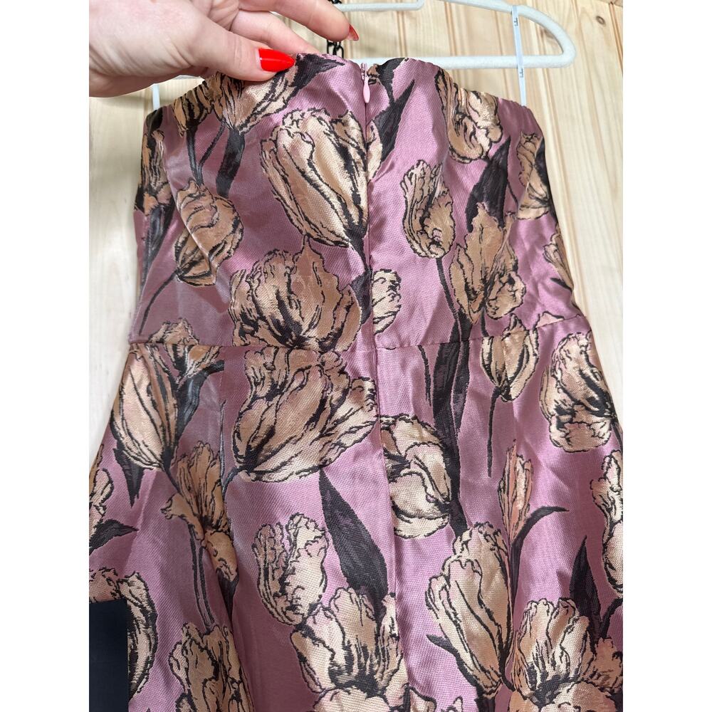 NWT Lulus Gowning Around Mauve Floral Jacquard Strapless Maxi Dress Party Gala L - Picture 8 of 10